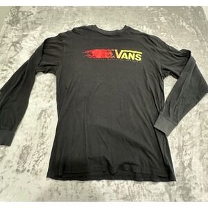VANS‎ Long Sleeve T-Shirt Men's Size Large Black Preowned Front Logo Skateboard